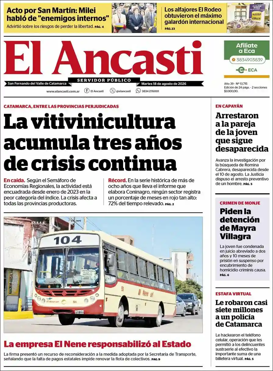 Estudios Max | DALE PLAY RADIO - Tapa del diario Ancasti