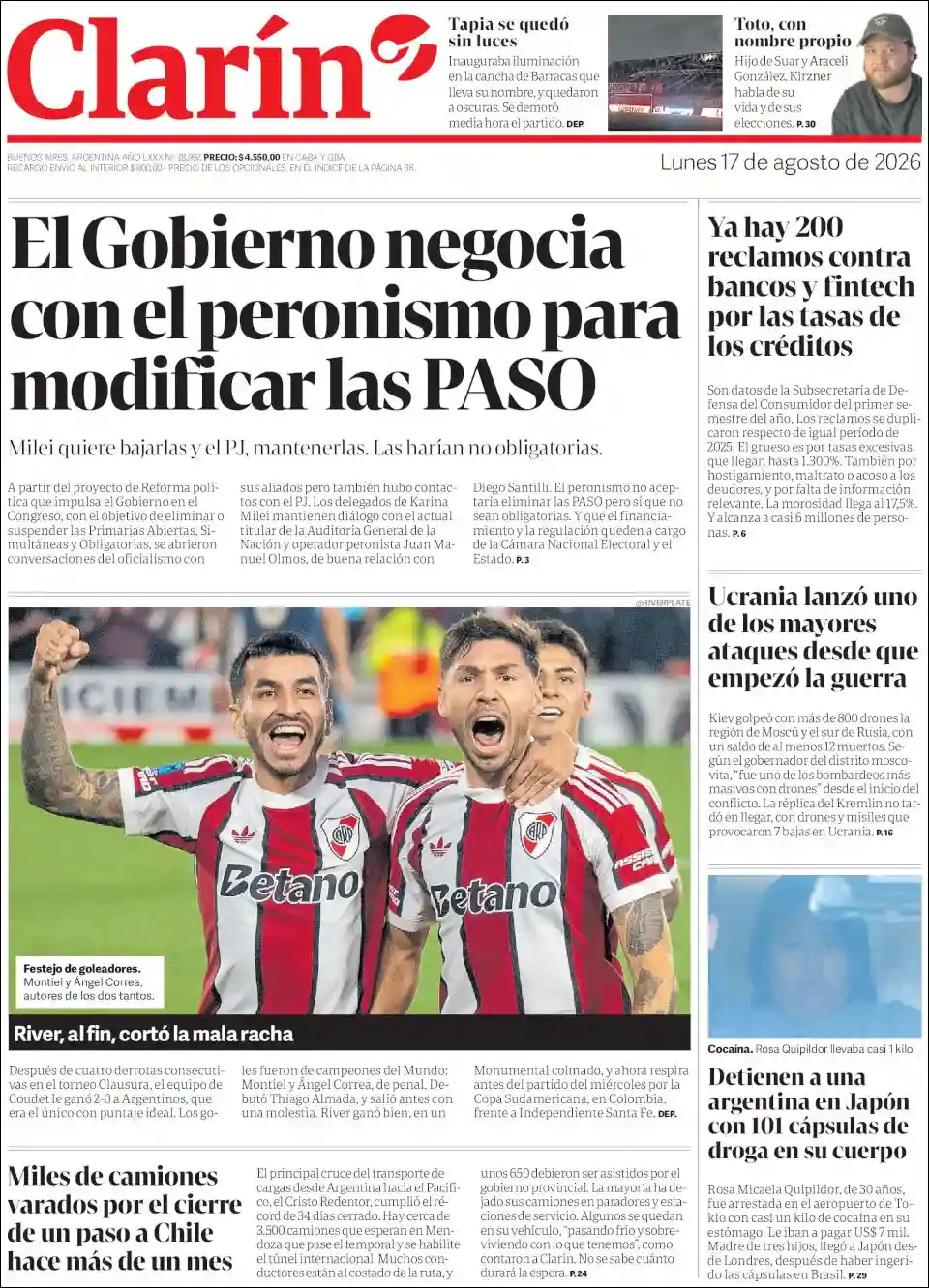 Estudios Max | DALE PLAY RADIO - Tapa del diario Clarin