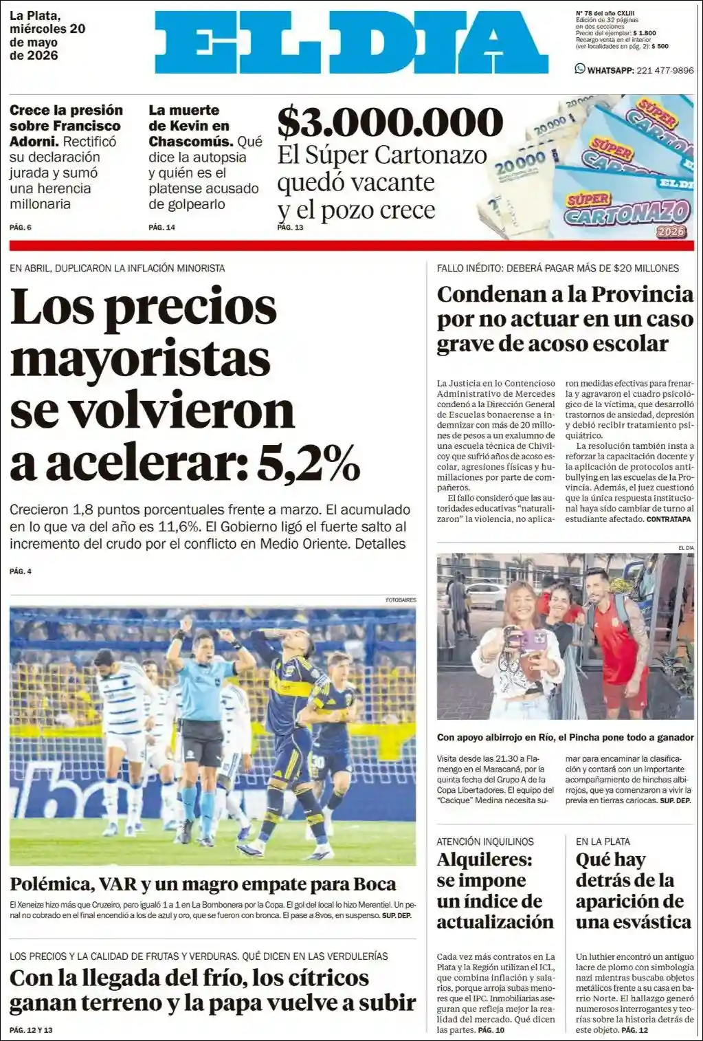 Estudios Max | DALE PLAY RADIO - Tapa del diario El Dia