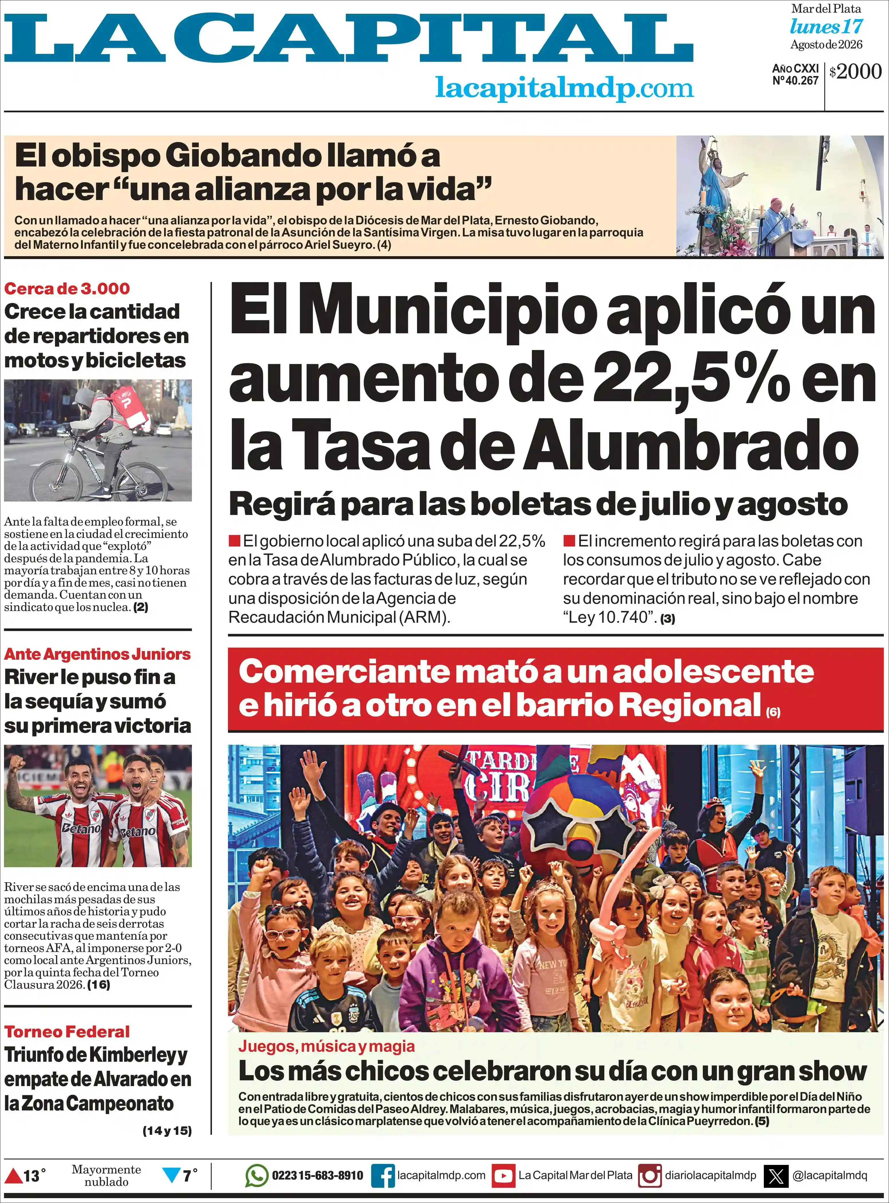Estudios Max | DALE PLAY RADIO - Tapa del diario La Capital